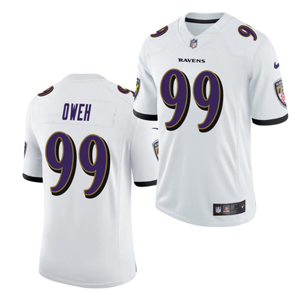 Men's Baltimore Ravens #99 Jayson Oweh White NFL 2021 Draft Vapor Untouchable Limited Stitched Jersey Men's Baltimore Ravens #99 Jayson Oweh White NFL 2021 Draft Vapor Untouchable Limited Stitched Jersey